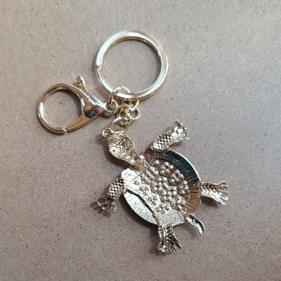 Elegant Turtle with Gold and Red Accents Keychain Bag Charm - Picture 5 of 6